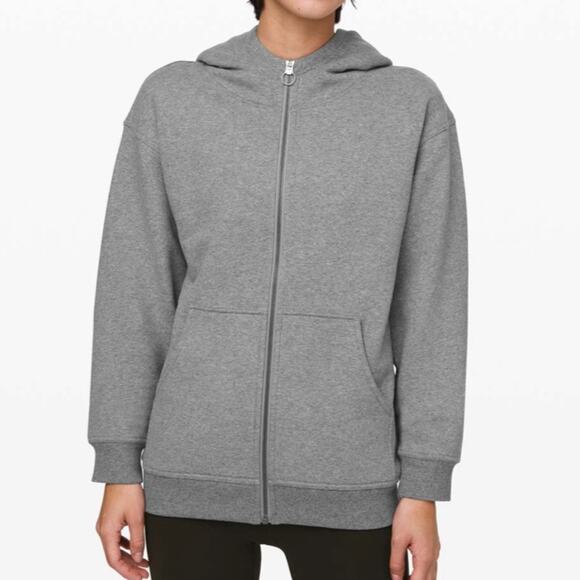 LULULEMON‎ Heathered Core Medium Grey All Yours Zip Hoodie Fleece Jacket Size XS - Picture 1 of 11
